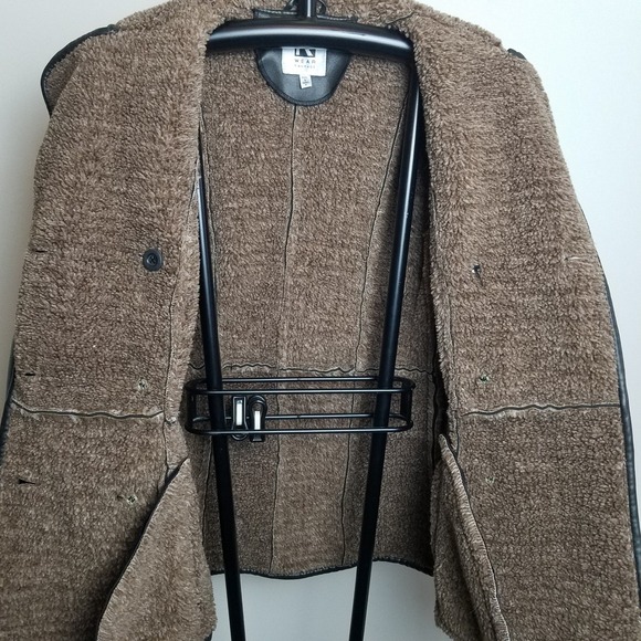 Vintage Rampage R Wear Faux Leather Sherpa-Lined Penny Lane Peacoat Jacket Small - Picture 6 of 9